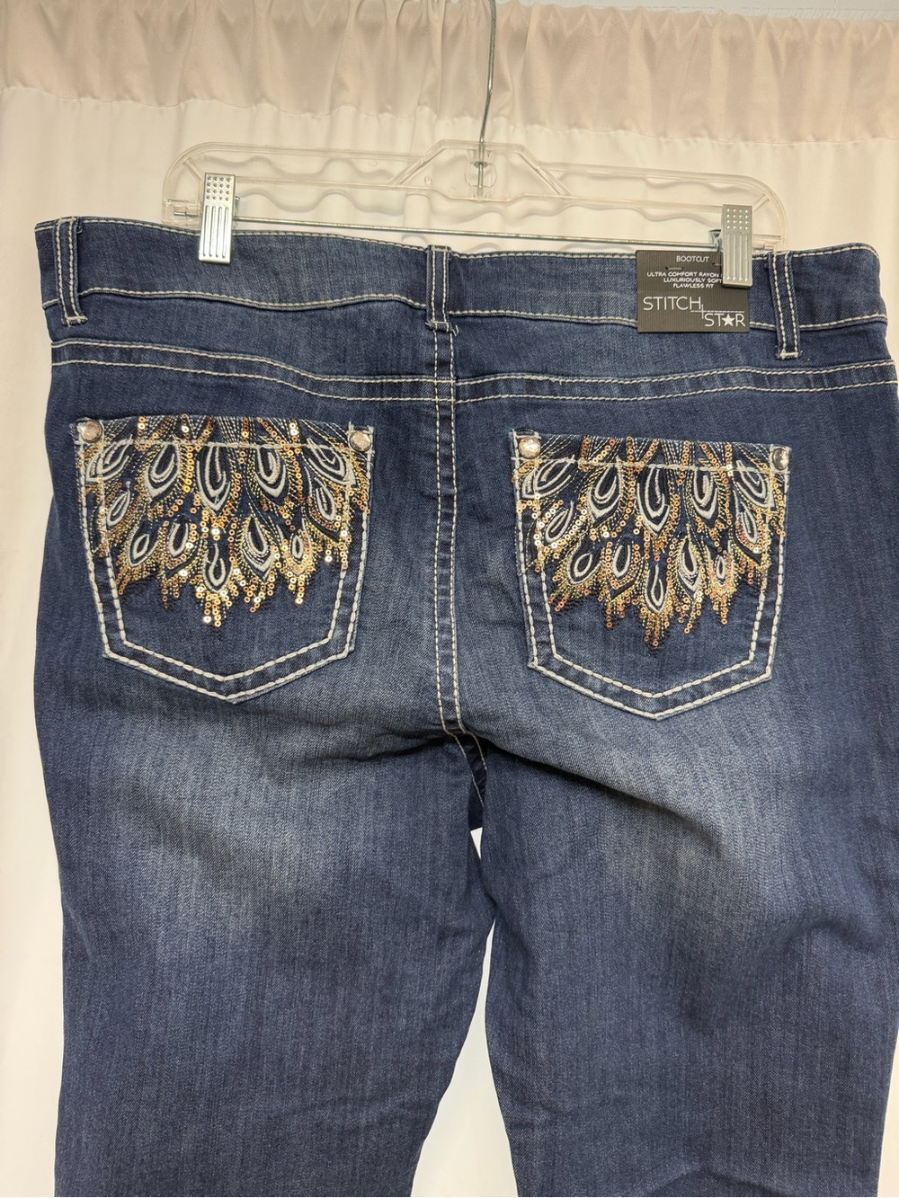 Stitch Star 18W Short Embellished Pocket Bootcut Jeans NWT Plus Size - Picture 5 of 9